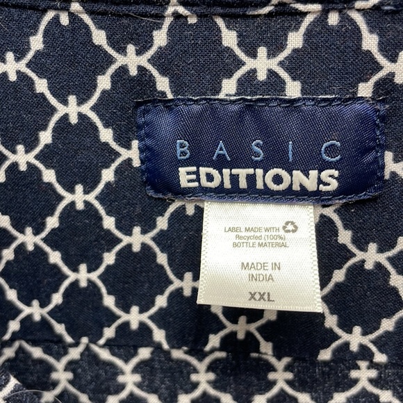 XXL basic editions navy blue and white cotton blouse - Picture 4 of 6